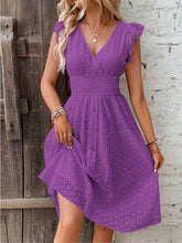 Load image into Gallery viewer, Waisted V-Neck Lace Midi Dress
