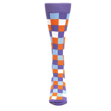 Load image into Gallery viewer, Purple Orange Blue Checker - USA Made - Women's Novelty Socks
