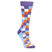Load image into Gallery viewer, Purple Orange Blue Checker - USA Made - Women's Novelty Socks
