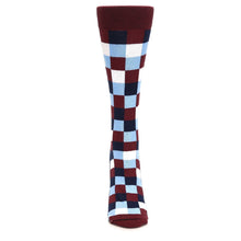 Load image into Gallery viewer, Burgundy Navy Checker - USA Made - Women's Novelty Socks
