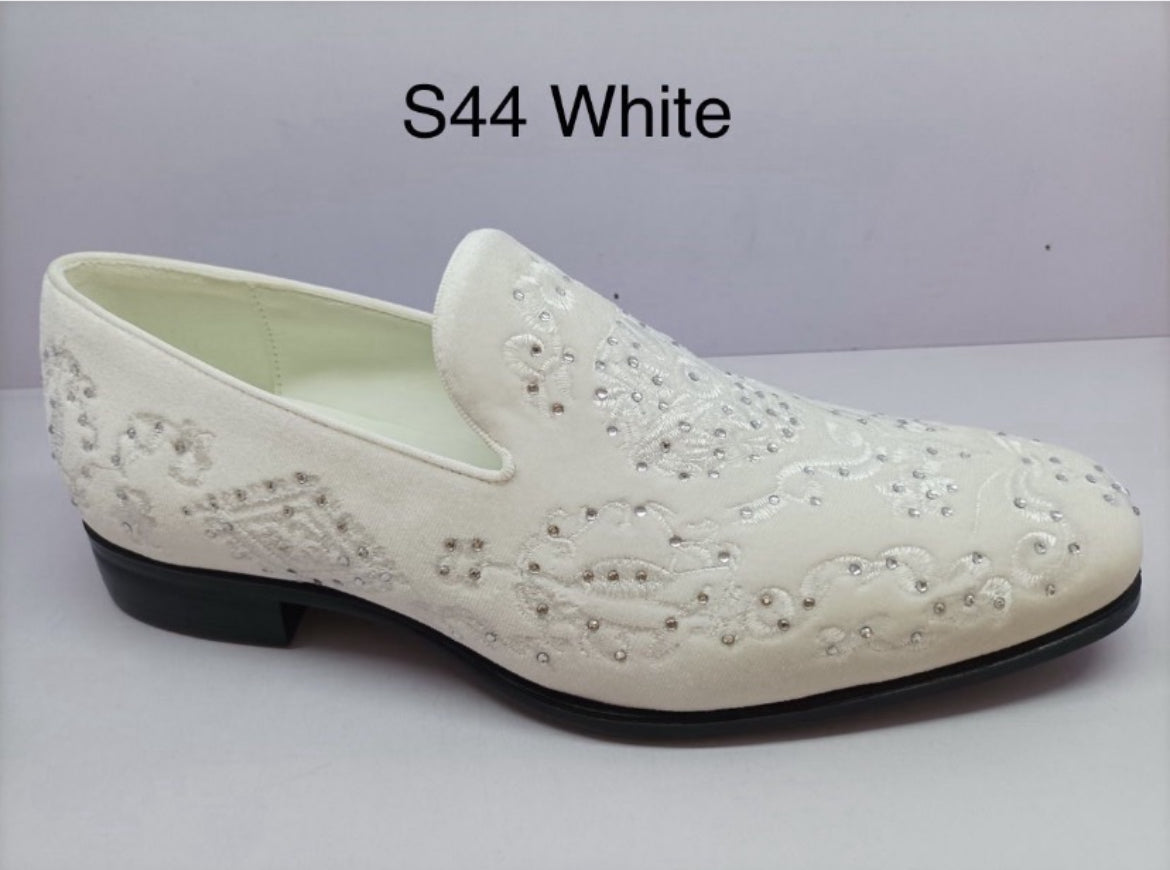 Terroni S44 White Men’s Dress Slip-on Shoes