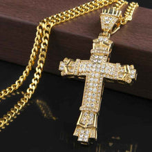 Load image into Gallery viewer, Iced Out Cross Necklace for Men - Sparkling Iced Out Men's Cross Pendant
