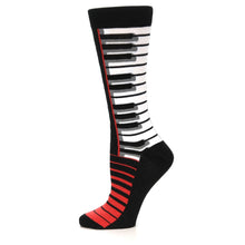 Load image into Gallery viewer, Black White Piano Keys Music - USA Made - Women's Novelty Socks
