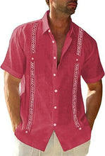 Load image into Gallery viewer, Men's Guayabera Cuban Shirt - Casual Short Sleeve Printed Streetwear
