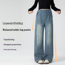 Load image into Gallery viewer, Retro Loose Straight-Leg High-Waist Floor-Length Wide-Leg Maternity Jeans
