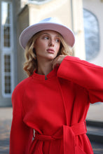 Load image into Gallery viewer, Band Collar Wool Blend Coat in Red

