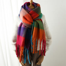 Load image into Gallery viewer, New Luxury Winter Soft Head Wraps Plaid Scarf Shawls Cashmere  Warm Cashmere Scarves Rainbow For Women
