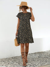 Load image into Gallery viewer, Floral Round Neck Short Sleeve Dress Elegant &amp; Effortless Everyday Style Women Dress
