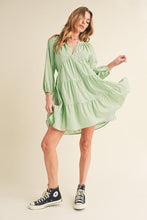 Load image into Gallery viewer, Notched Balloon Sleeve Tiered Mini Summer Dress For Women, A Chic &amp; Trendy Statement and Comfortable Piece
