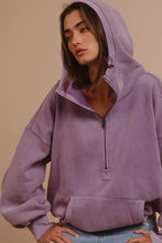 Load image into Gallery viewer, BiBi Stitch Detailed Elastic Hem Half Zip Fleece Hoodie
