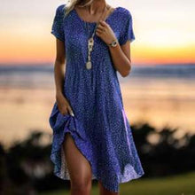 Load image into Gallery viewer, Ethnic Print Midi Dress – Scoop Neck Geometric Pattern Boho Dress
