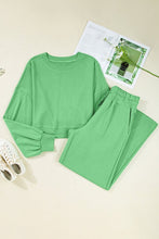 Load image into Gallery viewer, Solid Puff Sleeve Top and Drawstring Pants Set
