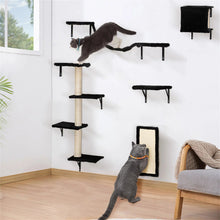 Load image into Gallery viewer, Wall-Mounted Cat Condo &amp; Climbing Tower – Space-Saving, Sturdy &amp; Fun for Multiple Cats
