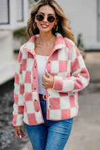 Load image into Gallery viewer, Elegant Checkered Snap Down Long Sleeve Teddy Jacket Soft &amp; Warm Colorful Jacket
