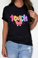 Load image into Gallery viewer, Black Teach Bow Graphic Holiday Tee
