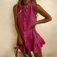 Load image into Gallery viewer, Cotton-Linen Ruffle Hem Sleeveless Mini Dress – 6 Colors, S–2XL
