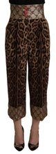 Load image into Gallery viewer, Dolce &amp; Gabbana Brown Leopard Gold Jacquard High Waist Pants
