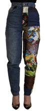 Load image into Gallery viewer, Dolce &amp; Gabbana Blue Jeans Jacquard Majolica High Waist Pants
