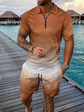 Load image into Gallery viewer, Men's Gradient Outfit + Pocketed Drawstring Shorts Set - Plus Size
