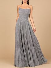 Load image into Gallery viewer, Flowing Pleated, Strapless Dress
