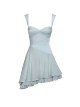 Load image into Gallery viewer, Yaffa Baby Blue Asymmetrical Mini Dress
