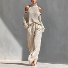 Load image into Gallery viewer, Women's Long-Sleeve Turtleneck Top &amp; Pants Set – Elegant 2-Piece
