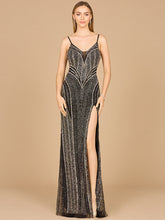 Load image into Gallery viewer, Spaghetti Strap Beaded Gown with Slit
