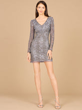 Load image into Gallery viewer, Long Sleeve V-Neck Cocktail Dress
