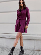 Load image into Gallery viewer, Loose Linen Lace-Up Long-Sleeve Mini Dress – 3 Colors, S–2XL
