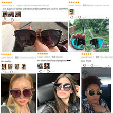 Load image into Gallery viewer, Big Cat Eye Sunglasses Women Black Mirror Sun Glasses
