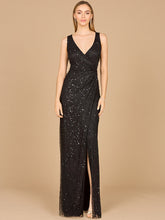 Load image into Gallery viewer, Beaded Black Gown with Slit

