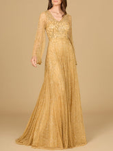 Load image into Gallery viewer, Beaded Long Dress with Flare Sleeves

