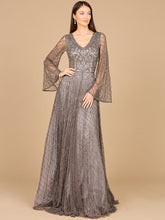 Load image into Gallery viewer, Beaded Long Dress with Flare Sleeves
