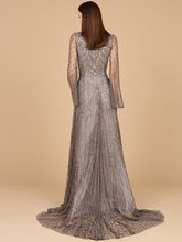 Load image into Gallery viewer, Beaded Long Dress with Flare Sleeves
