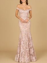 Load image into Gallery viewer, Off Shoulder Mermaid Beaded Gown
