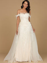 Load image into Gallery viewer, Off Shoulder Gown with Feathers
