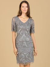 Load image into Gallery viewer, Beaded Cocktail Dress with Short Sleeves  - OUTLET

