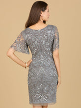 Load image into Gallery viewer, Beaded Cocktail Dress with Short Sleeves  - OUTLET
