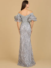 Load image into Gallery viewer, Off Shoulder Mermaid Beaded Gown with Tiered Sleeves
