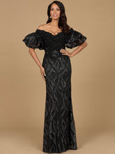 Load image into Gallery viewer, Off Shoulder Mermaid Beaded Gown with Tiered Sleeves
