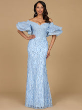 Load image into Gallery viewer, Off Shoulder Mermaid Beaded Gown with Tiered Sleeves
