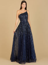 Load image into Gallery viewer, One Shoulder Navy Ball Gown
