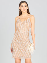 Load image into Gallery viewer, Lara 28859 - Spaghetti Strap Beaded Cocktail Dress
