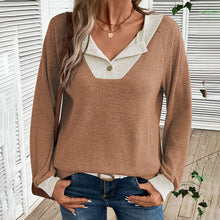 Load image into Gallery viewer, Women’s Color-Block V-Neck Pullover
