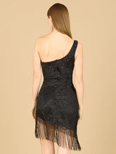 Load image into Gallery viewer, One Shoulder Cocktail Dress with Fringe
