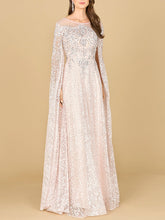 Load image into Gallery viewer, Lace Gown with Dramatic Cape Sleeves
