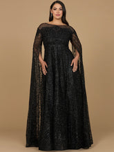 Load image into Gallery viewer, Lace Gown with Dramatic Cape Sleeves
