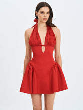 Load image into Gallery viewer, Peyton Ruby Plunging Halter Keyhole Mini Dress
