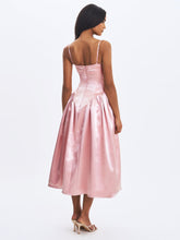 Load image into Gallery viewer, Tullia Dusty Rose Satin Ruched Midi Dress
