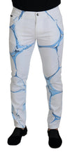 Load image into Gallery viewer, Dolce &amp; Gabbana White Blue Denim Cotton Jeans Stretch Skinny Fit Pant
